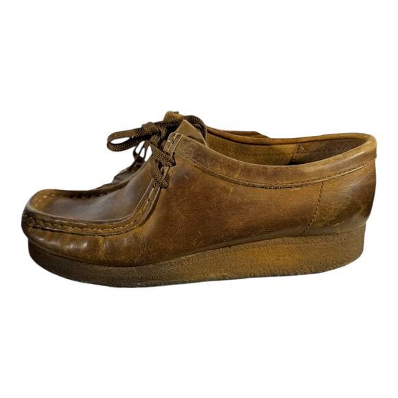 Clark’s Wallabee Moc Toe Leather Shoes Men’s 7 Brown Lace-Up Casual Comfort - Picture 4 of 8